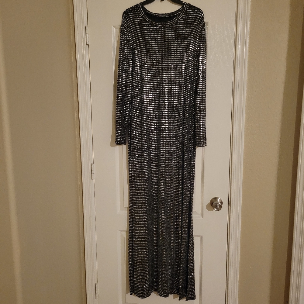 Silver & black sequin dress